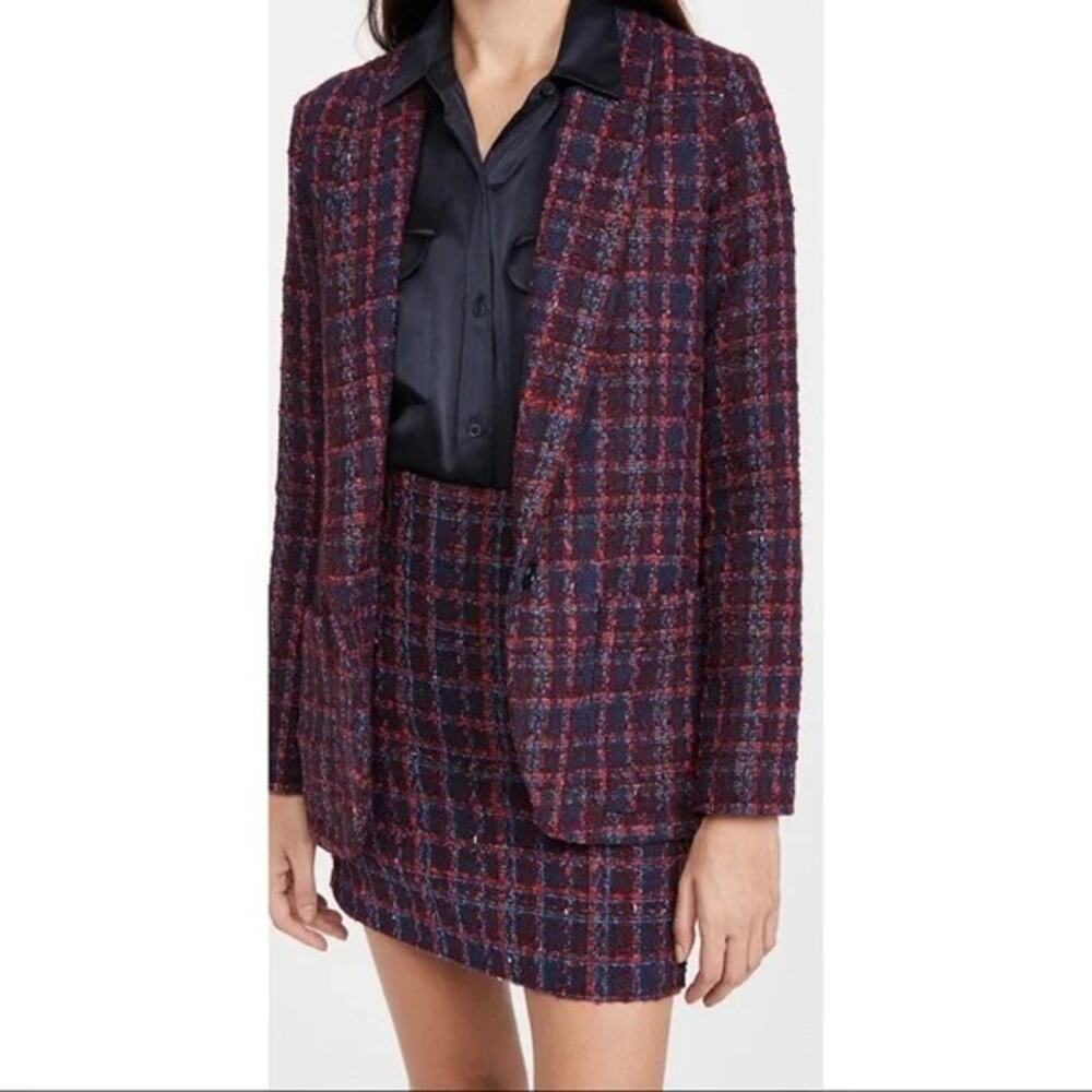 Amanda Uprichard Plaid Blazer in Red and Blue